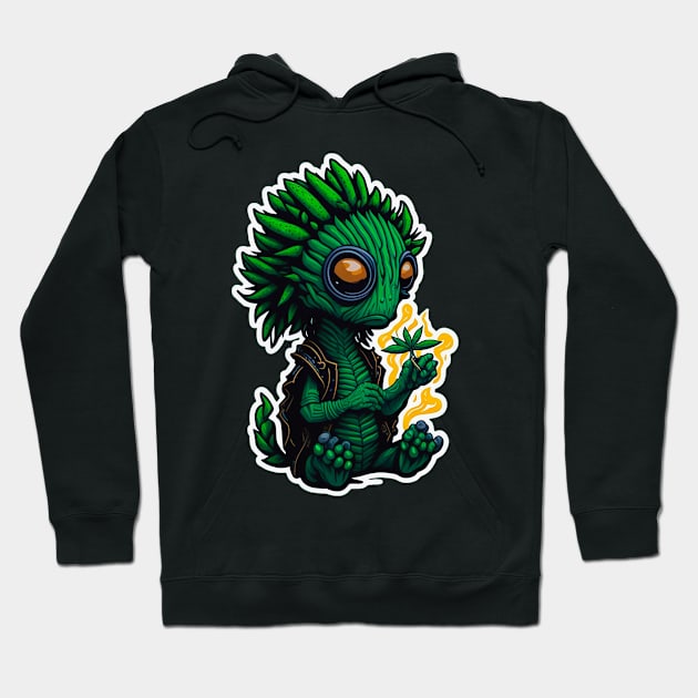 Rastafari weed alien Hoodie by Hater Panda